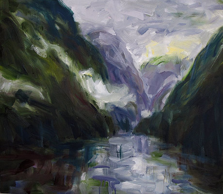 Nigel Wilson NZ landscape artist, Doubtful Sound oil on canvas